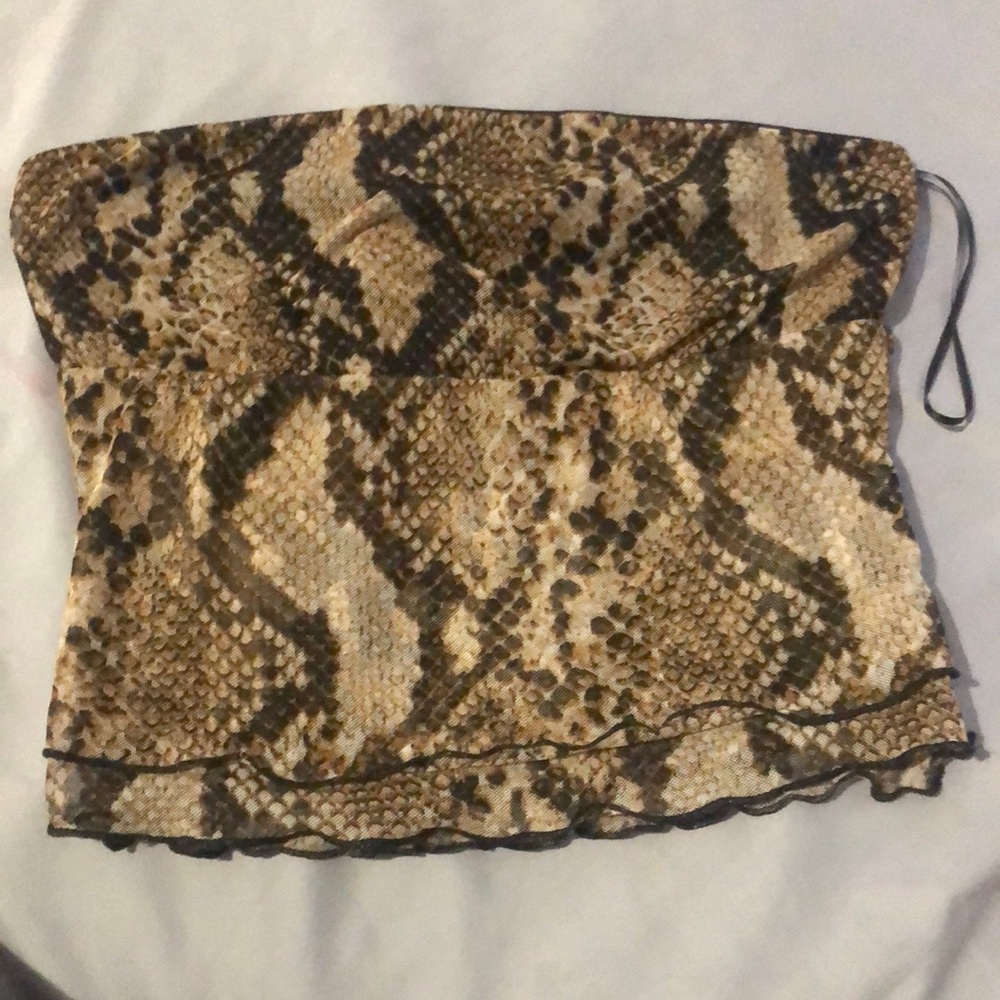 Snake Print Strapless Top